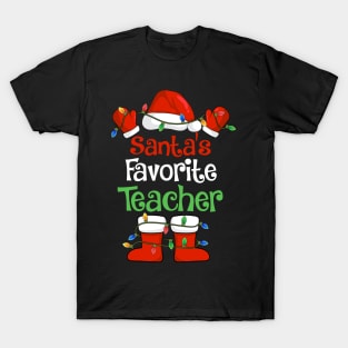 Santa's Favorite Teacher Funny Christmas Pajamas T-Shirt